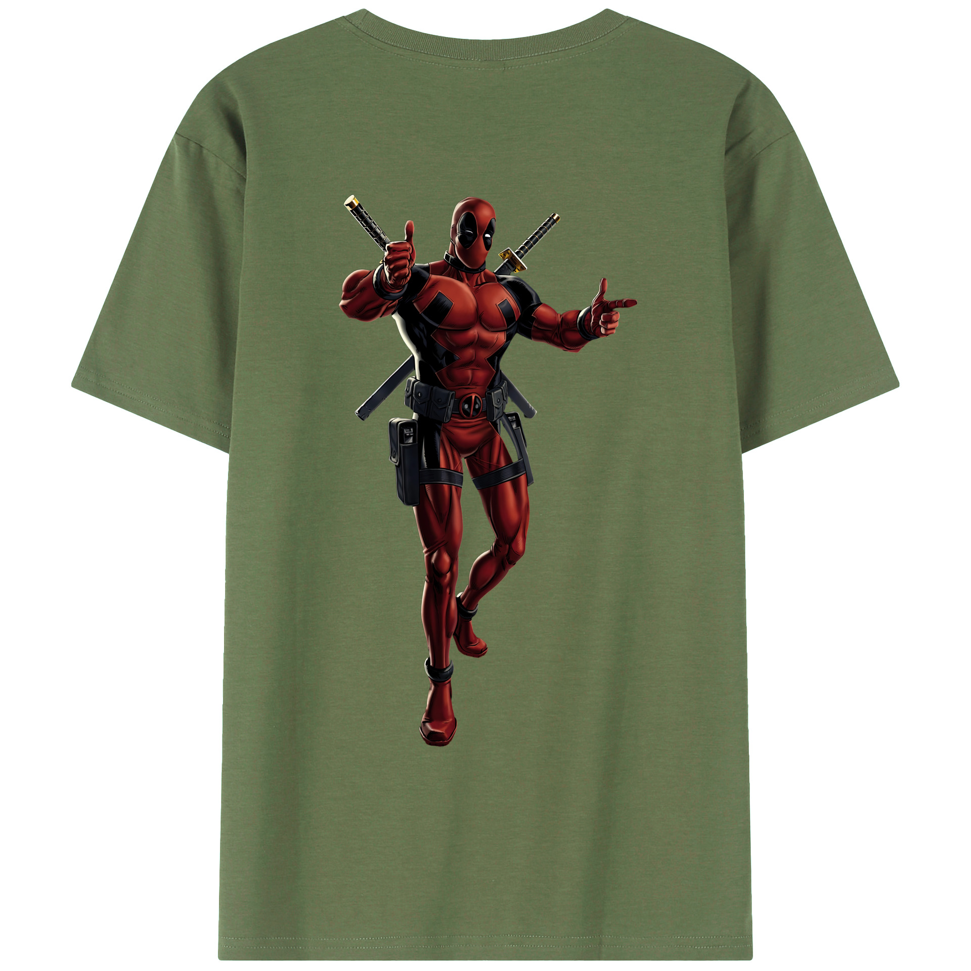 （画像用） Deadpool デッドプール 綿100％ メンズ半袖Tシャツ（バックプリント） 通気性